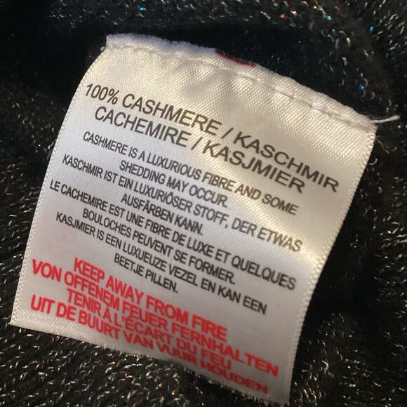 Jumper 1234 Black Multi Color Metallic Shimmer Double V Neck Cashmere Sweater S - Picture 6 of 8